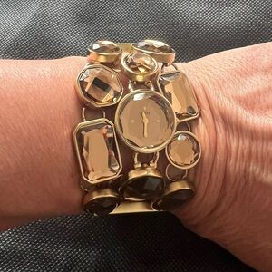 NEW GUESS WATCH - Gold-Tone Crystal Bracelet Watch - Needs Battery